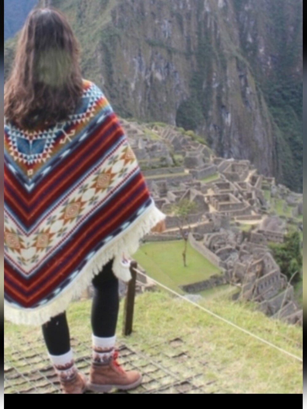 Colorful Ethnic-Pattern Poncho Jacket - Multicolor